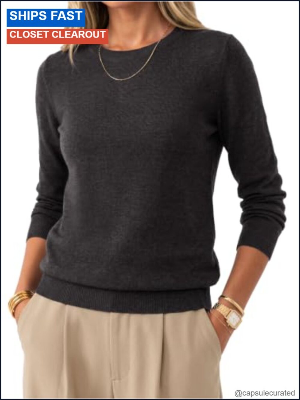 Women's 100% Merino Wool Pullover Long Sleeve Crew Neck Sweater